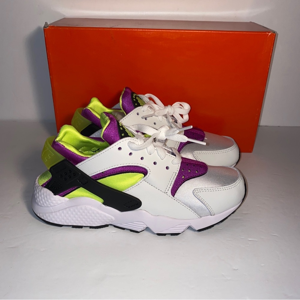 Nike Air Huarache Magenta White/Neon Yellow DH4439 101 Women Size 6.5